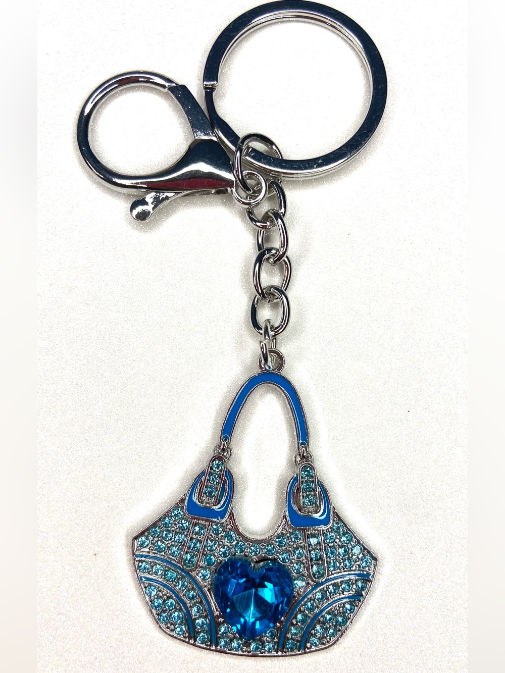 Blue Crystal Handbag Keychain Charm